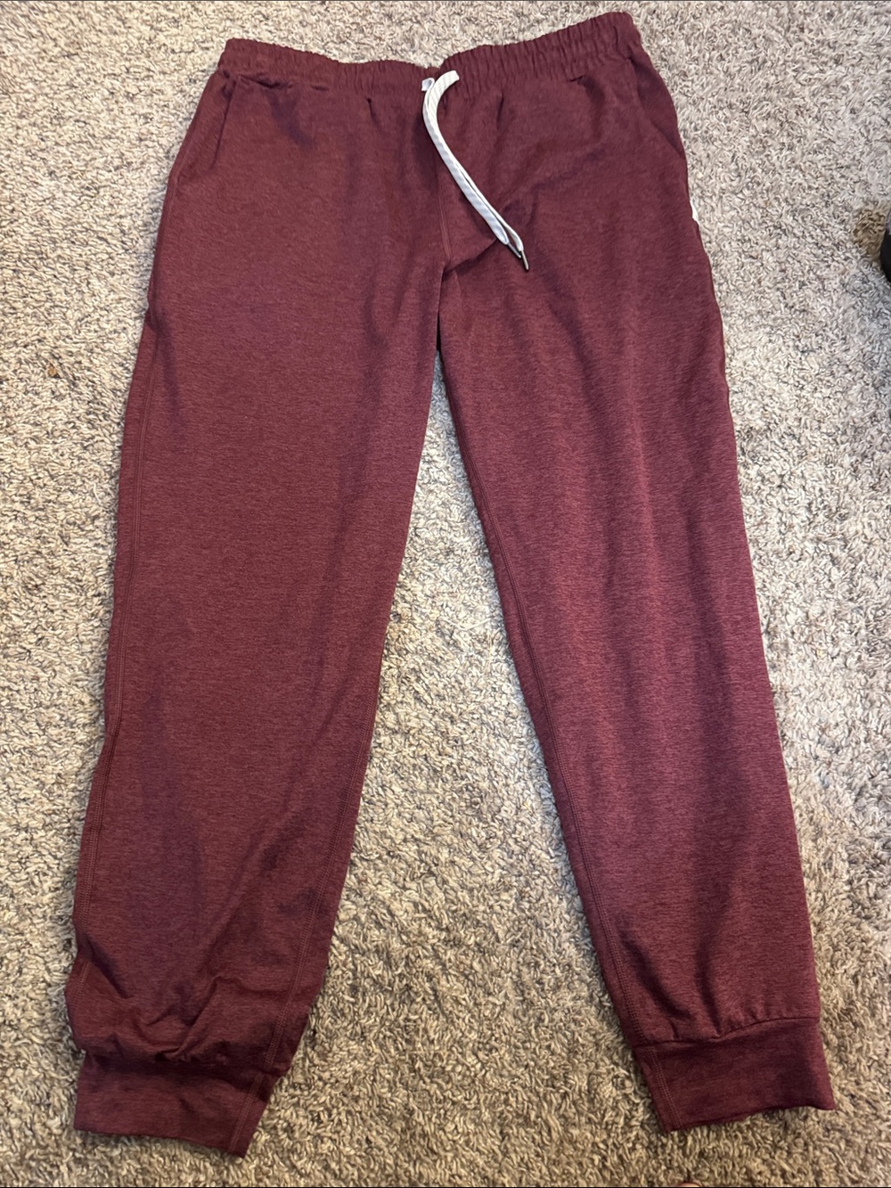 Vuori Maroon Women’s Jogger Sweatpants with White Drawstring